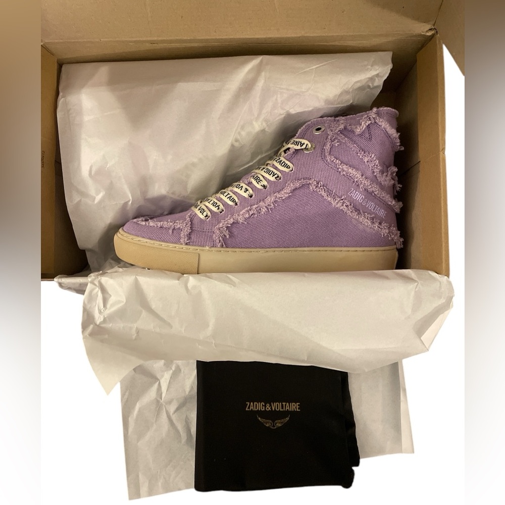 NIB Zadig and Voltaire High Flash Canvas Boomerang  High top sneakers 
Size: 38